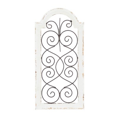 Vintage Wood Ornamental Decorative Wall Sculpture White - Olivia & May