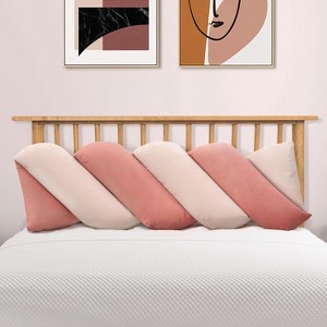 Hachikiko Candy Color Headboard Pillow -  Pink Velvet Back Cushion for Sofa, Bed Rest, Reading Support - 1 of 4