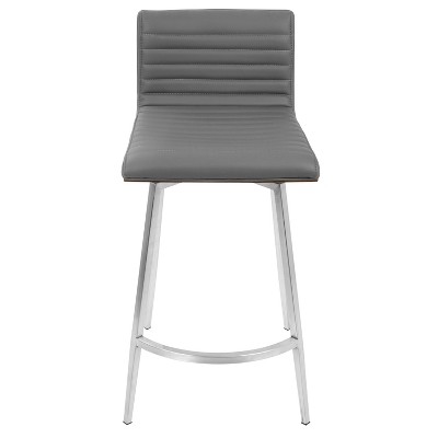 Mason 34" Gray Faux Leather Swivel Counter Stool Set