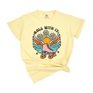 Simply Sage Market Women's Roll With It Wings Short Sleeve Garment Dyed Tee - 1 of 3