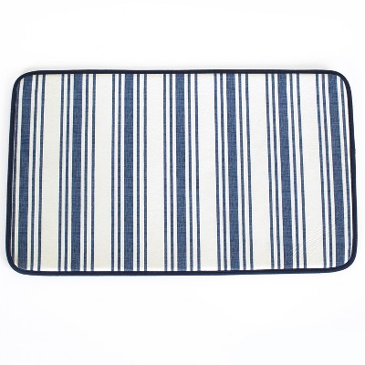 Lakeside Farmhouse Striped Bathroom Rug with Latex Anti-Slip Backing