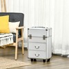 HOMCOM Rolling Makeup Train Case, Large Storage Cosmetic Trolley, Lockable Traveling Cart Trunk with Folding Trays, Swivel Wheels and Keys - 3 of 4
