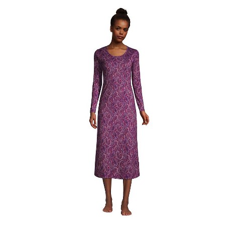 Lands' End Women's Supima Cotton Long Sleeve Midcalf Nightgown - X Large -  Dogwood Blossom Motif Paisley