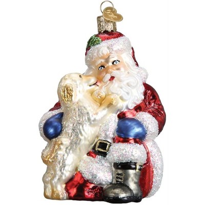 Old World Christmas Glass Blown Ornament, Santa Puppy Love