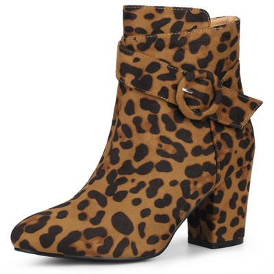 Allegra K Women's Round Toe Block Heel Ankle Booties