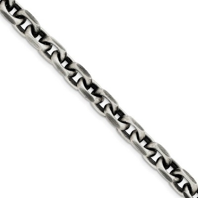 Black Bow Jewelry Men's 8.6mm, Sterling Silver Antiqued Cable Chain Bracelet, 8.5 Inch