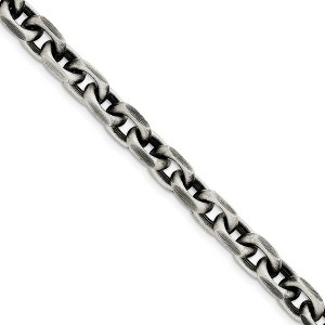 Black Bow Jewelry Men's 8.6mm, Sterling Silver Antiqued Cable Chain Bracelet, 8.5 Inch - 1 of 3