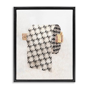 Stupell Industries Glam Pattern Toilet Paper Floating Frame Canvas Art, Black, 25" x 31" - 1 of 4