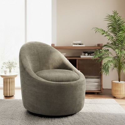 Modern Barrel Swivel Chairs with Concealed Storage, Round Upholstered Accent Chairs