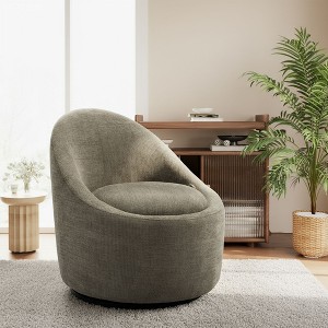 Modern Barrel Swivel Chairs with Concealed Storage, Round Upholstered Accent Chairs - 1 of 4