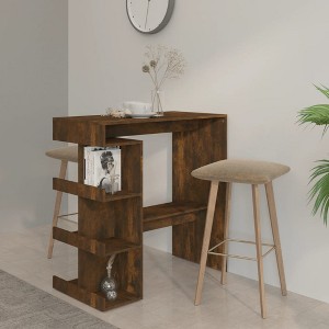 vidaXL Bar Table with Storage Rack Smoked Oak 39.4 in.x19.7 in.x40 in.Engineered Wood - 1 of 4