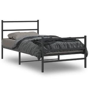 vidaXL Metal Bed Frame with Headboard and FootboardBlack 39.4 in.x78.7 in. - 1 of 4