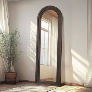 64x21" Arched Rustic Mirror - Solid Wood Frame. Includes Stand for Leaning, Hanging, or Free Standing in Any Room - 1 of 4