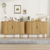 47" Fluted Sideboard Buffet Cabinet with Sliding Doors, Modern Wood Accent Storage Cabinet, for Living Room, Kitchen, Dining Room, Entryway - 2 of 4