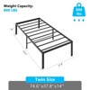 KTMBDW Metal Bed Frame, Bed Frame with Storage Space,Heavy Duty Sturdy Mattress Foundation,E asy Assembly, No Box Spring Needed, Black, 14 Inch - 3 of 4