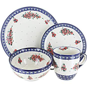 Blue Rose Polish Pottery 1000 Millena 16 Piece Dinnerware