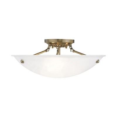Livex Lighting Oasis 3 - Light Flush Mount in  Antique Brass