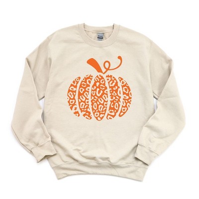 Simply Sage Market Women's Graphic Sweatshirt Orange Leopard Pumpkin