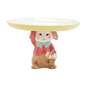 Mr. Cottontail Easter Ceramic Bunny Cake Plate - 1 of 2