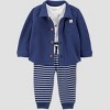 Carter's Just One You® Baby Boys' 3pc Quilted Sweatshirt with Long Sleeve Bodysuit and Jogger Pants Set - Navy Blue - 3 of 4