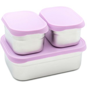 WeeSprout Stainless Steel Lunch Box Set - Pastel Purple - 1 of 4