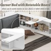 BABYYER Twin Size Corner Bed Frame with Upholstered Headboard, L-Shaped Solid Wood Platform Bed with 2 Drawers and Rotatable Storage Board - 2 of 4
