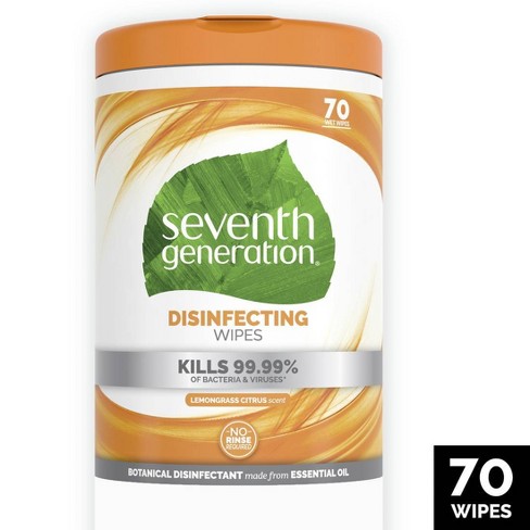 Seventh Generation Lemongrass Citrus Disinfecting Wipes - 70ct : Target
