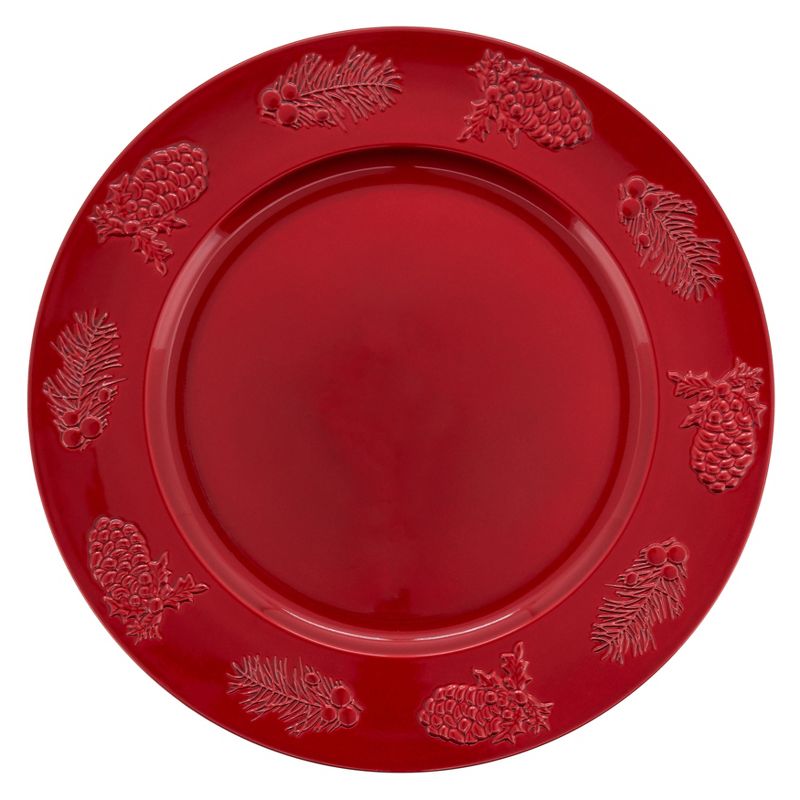 Saro Lifestyle Christmas Charger Plates With Holly Berry Design (Set of 4), 1 of 5