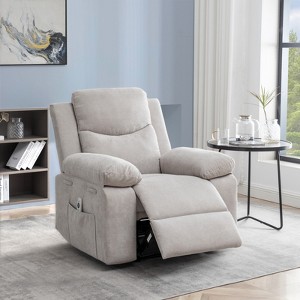 ChicFurnit Living Room Chair Reading Arm Chair Power Recliner Chair with Adjustable Massage and Heating for Living Room, Beige, 38.13"*36.63"*40.5" - 1 of 4