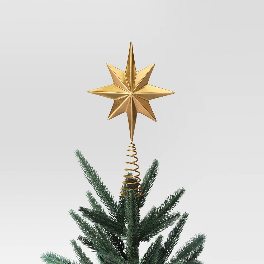 13.75" Metal 8-Point Star Christmas Tree Topper Gold - Wondershop™