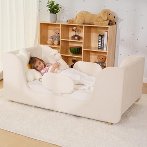 DoCred Toddler Bed,Toddler Floor Bed Frame with Removable Guard Rails, Kids Bed for Girls and Boys - 1 of 4