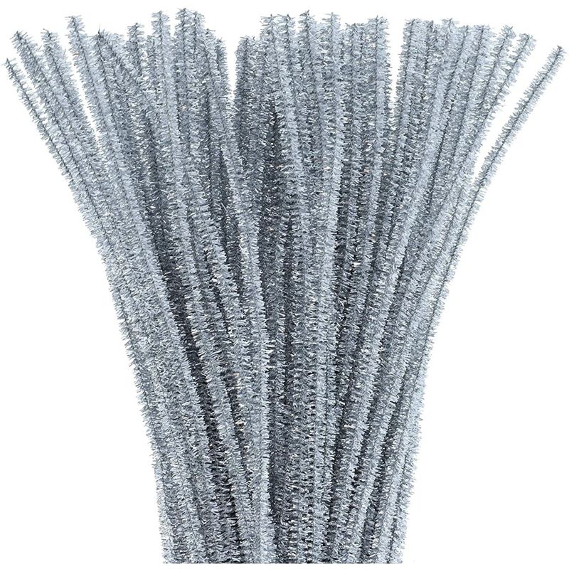 500 Pack Silver Pipe Cleaners Craft Fuzzy Sticks Chenille Stems for Art Creative DIY Kids Creativity Decoration (6 mm x 12 Inch), 1 of 6