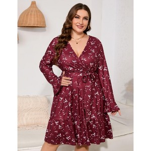 Women's Plus Size Boho Ruffle Dress – Ethereal Tiered Layers & Flowy Bell Sleeves for Garden Parties & Special Occasions - 1 of 4