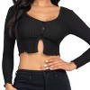 Slickblue Women's Ribbed Long Sleeve Button-Front Top, Cropped Fit, Casual Stretch Style, 10 Color Options, Size S-L - 3 of 4
