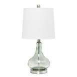 23.25" Contemporary Rippled Colored Glass Bedside Desk Table Lamp with Fabric Shade White/Green - Lalia Home