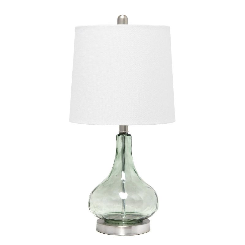 23.25&#34; Contemporary Rippled Colored Glass Bedside Desk Table Lamp with Fabric Shade White/Green - Lalia Home, 1 of 8