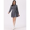 INSPIRE CHIC Women's Plaid Long Sleeves A-Line Button Up Casual Shirt Dress - 3 of 4