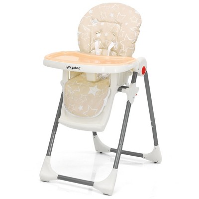 Image of Babyjoy Folding High Chair Baby Dining Chair with 6-Level Height Adjustment Beige