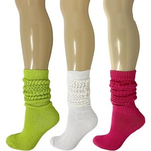 Women's Extra Heavy Cotton Slouch Socks – 3 Pairs, Size 5-10 | Thick, Cushioned & Colorful - 1 of 1