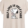 Women's - Peanuts - Self Love Is Self Care Oversized Graphic T-Shirt - 2 of 4