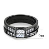 Slickblue Polished Black Stainless Steel Ring, Clear CZ Center & Accents, Modern Wedding Style, Sizes 5-10 - 3 of 4