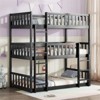 RISOKEYS Twin Size Triple Rubber Wood Bunk Bed - Detachable Triple Twin Bunk Bed with Two Built-in Ladders and Guardrails - 4 of 4
