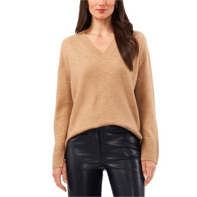 Vince Camuto Womens Contrast V Neck Pullover Sweater