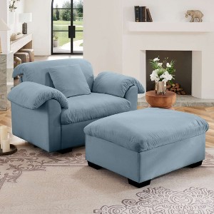CAVINAS Velvet Accent Chair with Storage Function Cushion and Pillows,Upholstered Living Room Chairs with Ottoman,Reading Chairs for Living Room - 1 of 4
