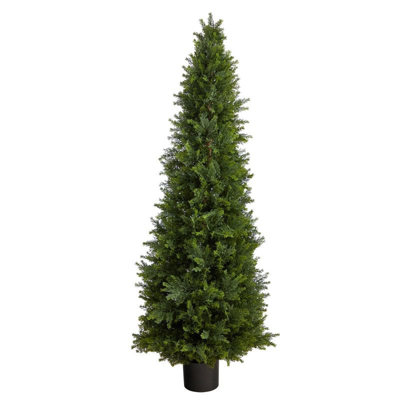 5.5&#39; Indoor/Outdoor Cypress Cone Topiary Artificial Tree - Nearly Natural, 1 of 7