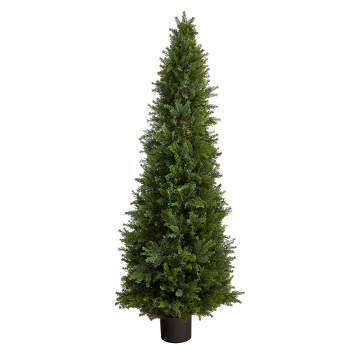 5.5' Indoor/Outdoor Cypress Cone Topiary Artificial Tree - Nearly Natural