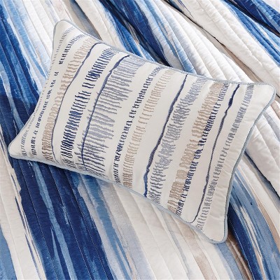 Nautical Blue Microfiber Reversible Full Quilt Set