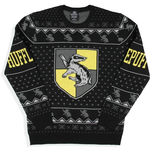 Harry Potter Men s Hufflepuff House Crest Ugly Christmas Sweater