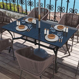 Sapphtopaz Patio Outdoor Table Aluminum Patio Dining Table Outdoor Dining Table Picnic Table with Woven Accents for Garden, Yard, Lawn, Patio - 1 of 4