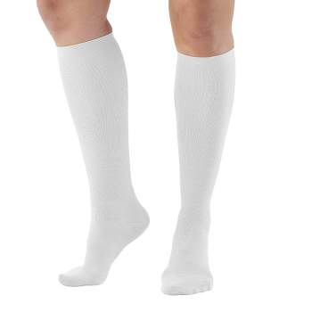 Ames Walker AW Style 167 Women's Travel 15-20 mmHg Compression Knee High Socks White Xlarge